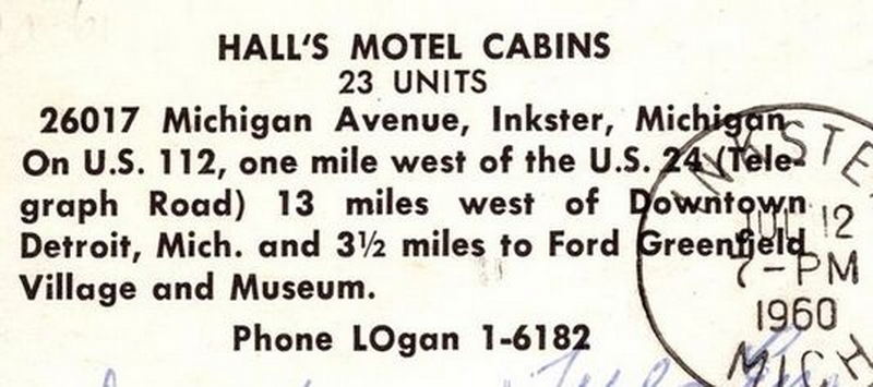 Halls Motel (Michigan Motel, Halls Mountain Cabins) - Vintage Postcard